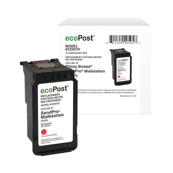 Cig ecoPost Remanufactured Postage Meter Red Ink Cartridge for Pitney Bowes SL-870-1 ECO8701 - main